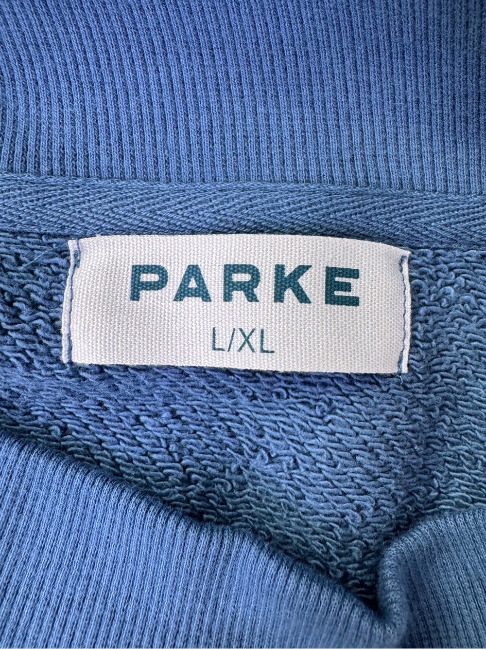 Parke Heritage Varsity Mockneck Summer Washed Indigo + Peel Size L/XL - Picture 8 of 10